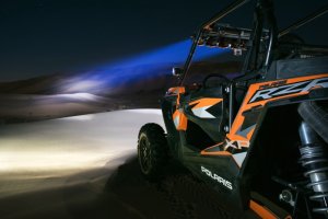Polaris RZR LED Light Bar - Overhead - KC HiLiTES - Pro6 Gravity LED - 5-Light 100W Combo Beam - Black with Yellow KC Logo - `14-`18